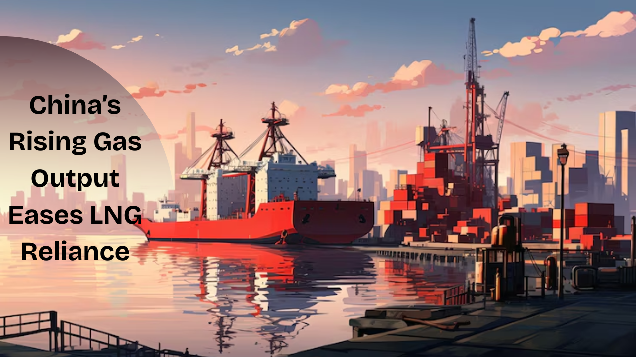 llustration of China's gas pipelines and LNG cargo shipping.