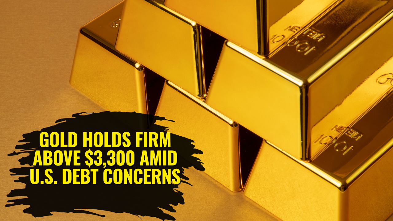 Shiny gold bars stacked with a faded U.S. dollar bill overlay in the background, softly blurred, under warm golden lighting.