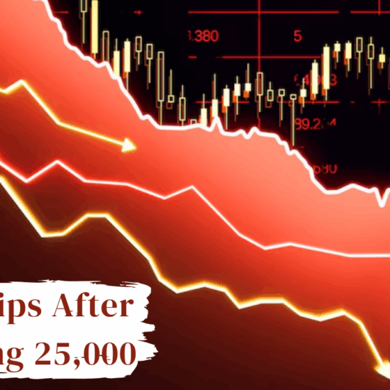 Stock chart showing Indian indices decline, with financial and IT sector stocks highlighted.